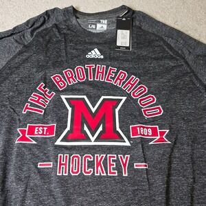 Adidas Ultimate Tee Mens Size L Heather Gray NCCA The‎ Brotherhood Hockey NWT